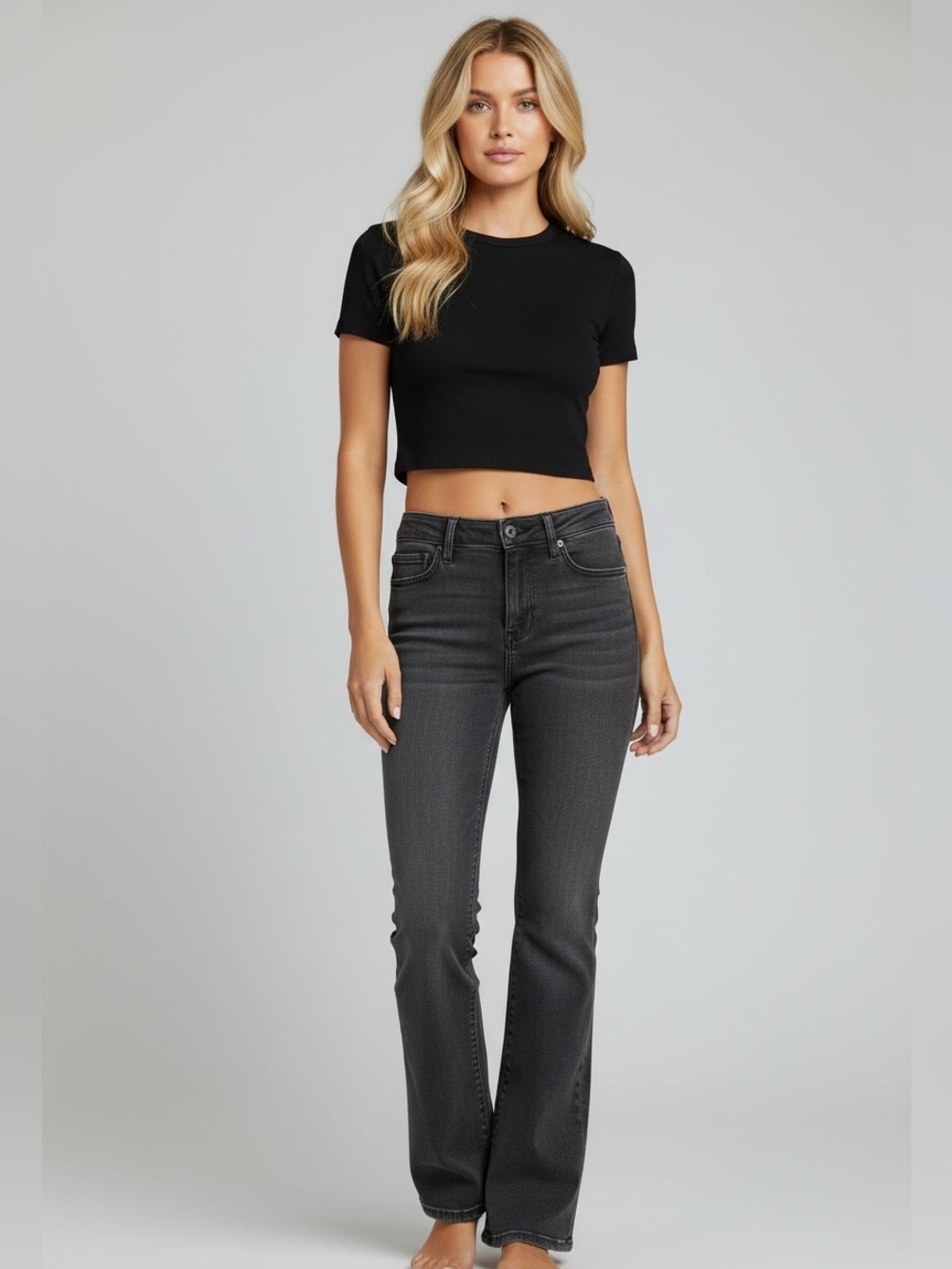 Free People | We The Free Shayla Bootcut Jeans Black Wash Mid Rise Size 29 NW